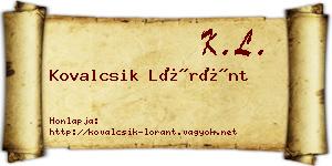 Kovalcsik Lóránt névjegykártya